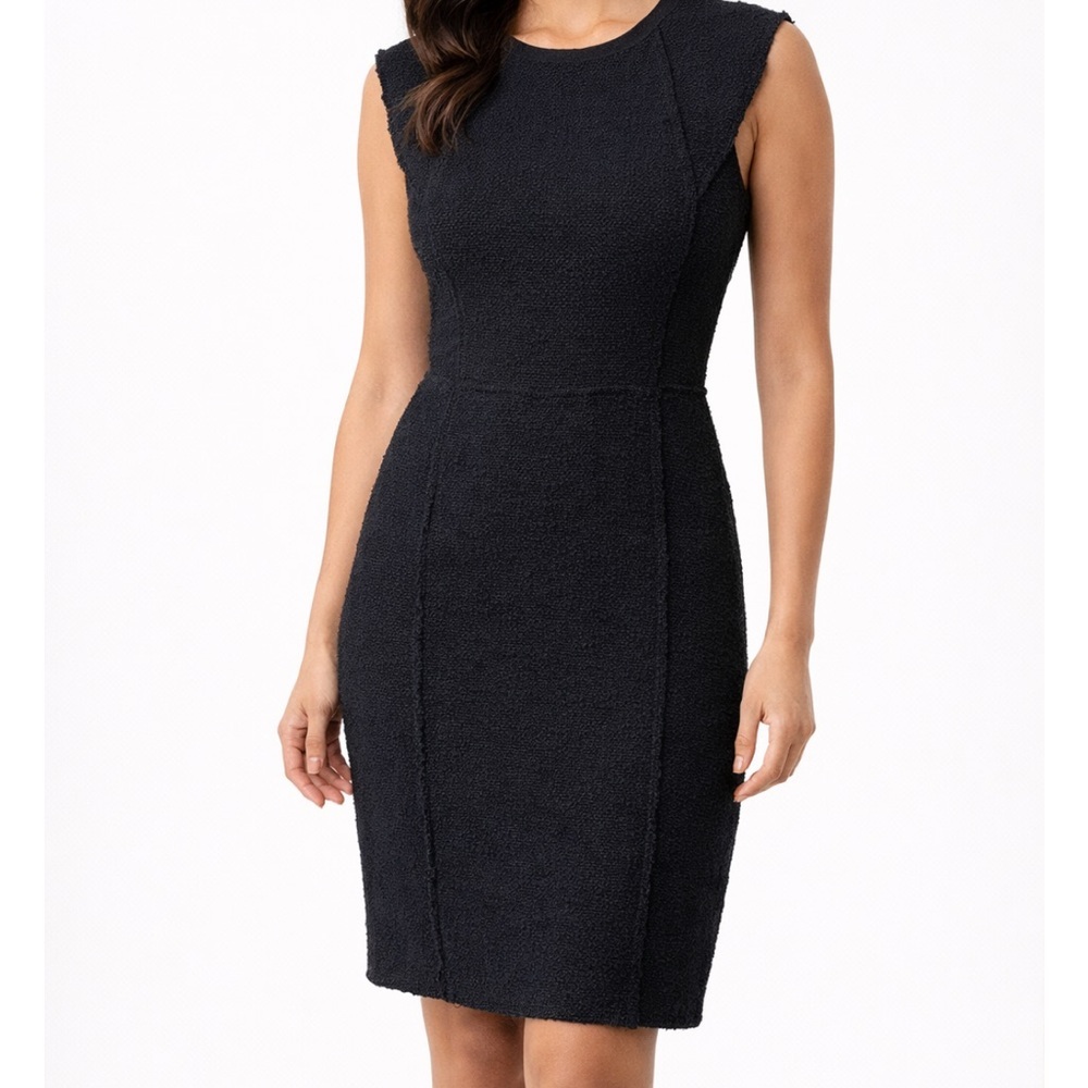 Rebecca Taylor Black Tweed Sleeveless Midi Dress